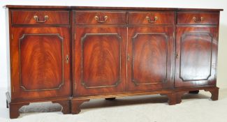REGENCY REVIVAL MAHOGANY INLAID BREAKFRONT SIDEBOARD