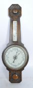 20TH CENTURY OAK ANEROID BANJO BAROMETER