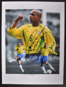 ROBERTO CARLOS - BRAZILIAN FOOTBALL - AUTOGRAPHED PRINT - AFTAL