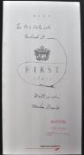 MARLON BRANDO (1924-2004) - SCARCE SIGNED BA FIRST CLASS MENU - BECKETT