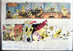 CARTOON ARTWORK - SPIKE - BRUG - FRAMED COMIC STRIP