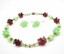 ART DECO CZECH GLASS DEMI PARURE - NECKLACE & EARRINGS