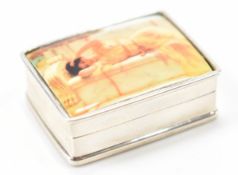 SILVER & ENAMELLED PRE RAPHELITE STYLE PILL BOX