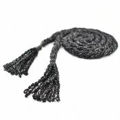 ART DECO BLACK BEADED SAUTOIR NECKLACE