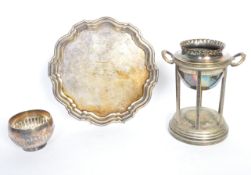 HOLLOW WARE SALVER, WINE BOTTLE HOLDER & BOWLS