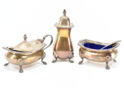 SILVER HALLMARKED BARKER ELLIS & CO CRUET SET
