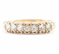 9CT GOLD & WHITE STONE HALF HOOP RING