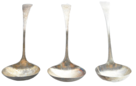 PAIR OF WALKER & HALL SILVER LADELS 1898 & ANOTHER