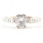 HALLMARKED 9CT GOLD & WHITE STONE RING