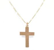 9CT GOLD PENDANT CROSS & NECKLACE CHAIN
