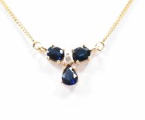 14CT GOLD SAPPHIRE & DIAMOND NECKLACE