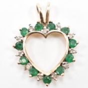 GOLD EMERALD & DIAMOND HEART PENDANT