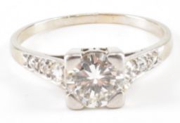 ART DECO WHITE GOLD SOLITAIRE RING