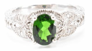 WHITE GOLD TOURMALINE & DIAMOND RING