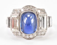BURMA SAPPHIRE PLATINUM & DIAMOND RING