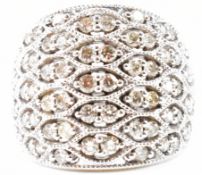 HALLMARKED 9CT WHITE GOLD DIAMOND DOME RING