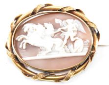 VICTORIAN GOLD & SHELL CAMEO BROOCH