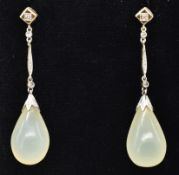 ART DECO DIAMOND & BOWENITE DROP EARRINGS