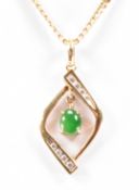 GOLD JADE & DIAMOND PENDANT NECKLACE