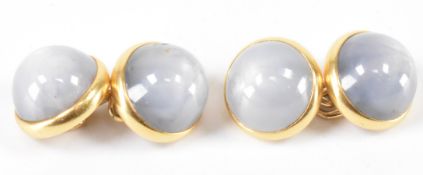 PAIR OF VINTAGE GOLD & MOONSTONE CUFFLINKS