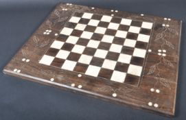 EARLY 20TH CENTURY CHINESE HARDWOOD & BONE CHESS BOARD