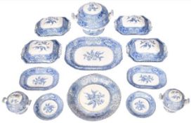 LARGE VICTORIAN SPODE BLUE & WHITE DINNER SERVICE