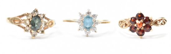 3HALLMARKED 9CT GOLD & GEM SET RINGS