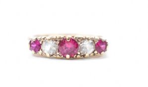 HALLMARKED 9CT GOLD 5 STONE RING