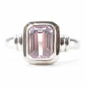 HALLMARKED 9CT WHITE GOLD & AMETHYST RING