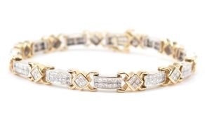 TWO TONE GOLD & DIAMOND LINE BRACELET