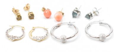 5 PAIRS OF 9CT GOLD GEM SET EARRINGS