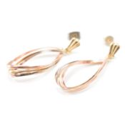 PAIR OF HALLMARKED 9CT TRI TONE DROP EARRINGS