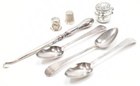 ASSORTMENT OF SILVER HALLMARKED ITEMS - GEORGIAN SPOONS
