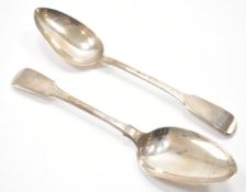 PAIR OF GEORGIAN ANTIQUE SILVER SERVING SPOONS