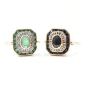 TWO HALLMARKED 9CT PANEL RINGS