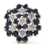 HALLMARKED 9CT GOLD SAPPHIRE & DIAMOND CLUSTER RING