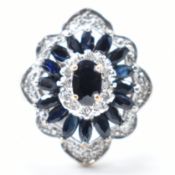 9CT GOLD SAPPHIRE & DIAMOND CLUSTER RING