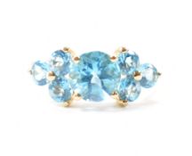 HALLMARKED 9CT GOLD & TOPAZ CLUSTER RING