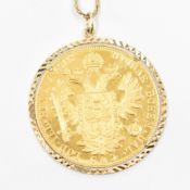 AUSTRIAN 4 DUCAT COIN PENDANT CHAIN NECKLACE