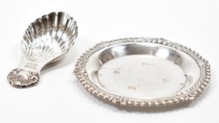 HALLMARKED SILVER CADDY SPOON & DISH