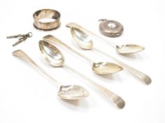 GEORGIAN SILVER SPOONS - POCKET WATCH - NAPKIN RING