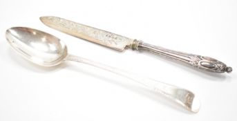 SILVER HALLMARKED VICTORIAN KNIFE & GEORGIAN SPOON