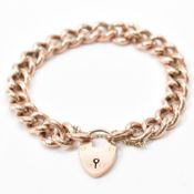 ANTIQUE 9CT GOLD HEART PADLOCK BRACELET