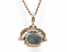 9CT GOLD SWIVEL FOB ON ROSE GOLD CHAIN