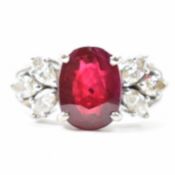 18CT WHITE GOLD RUBY & DIAMOND RING