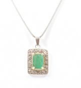 EMERALD GOLD & SILVER PENDANT NECKLACE