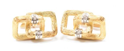 PAIR OF 18CT GOLD & DIAMOND CUFFLINKS