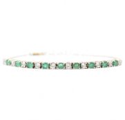 9CT GOLD GREEN & WHITE STONE BRACELET
