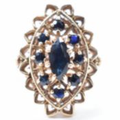 HALLMARKED 9CT GOLD & SAPPHIRE CLUSTER RING