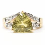 HALLMARKED 9CT PERIDOT & DIAMOND RING